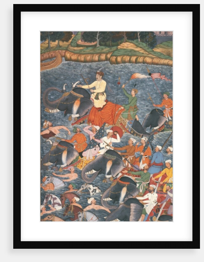 Emperor Akbar crossing the River Ganges in 1567 by Mughal School