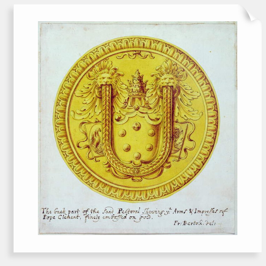 Back view of a pectoral ornament of gold and jewels made for Pope Clement VII by Cellini in c.1523-34, 1729 by F. Bertoli