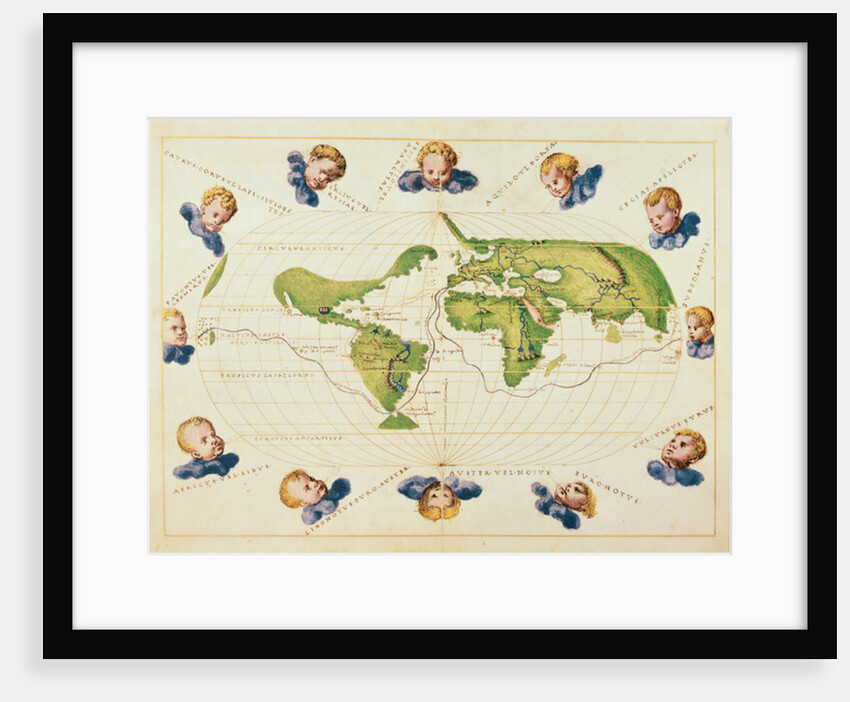 Map of Magellan's Voyage Around the World, c.1540 by Battista Agnese