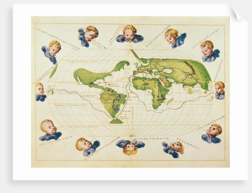 Map of Magellan's Voyage Around the World, c.1540 by Battista Agnese