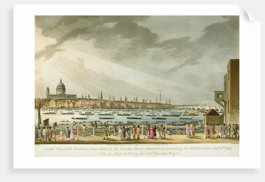 Lord Nelson's funeral procession by water from Greenwich to Whitehall by Joseph Mallord William (after) Turner