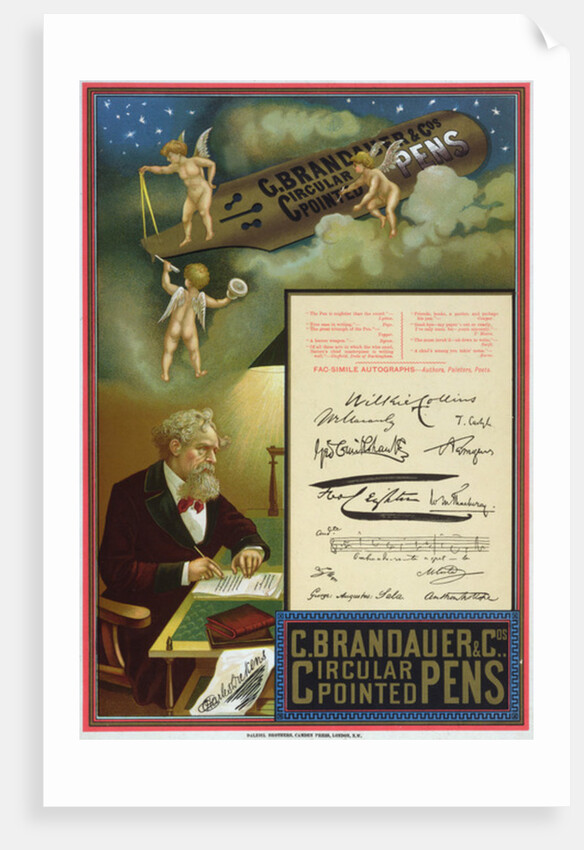 Advertisement for C. Brandauer & Co. Circular Pointed Pens by Brothers Dalziel