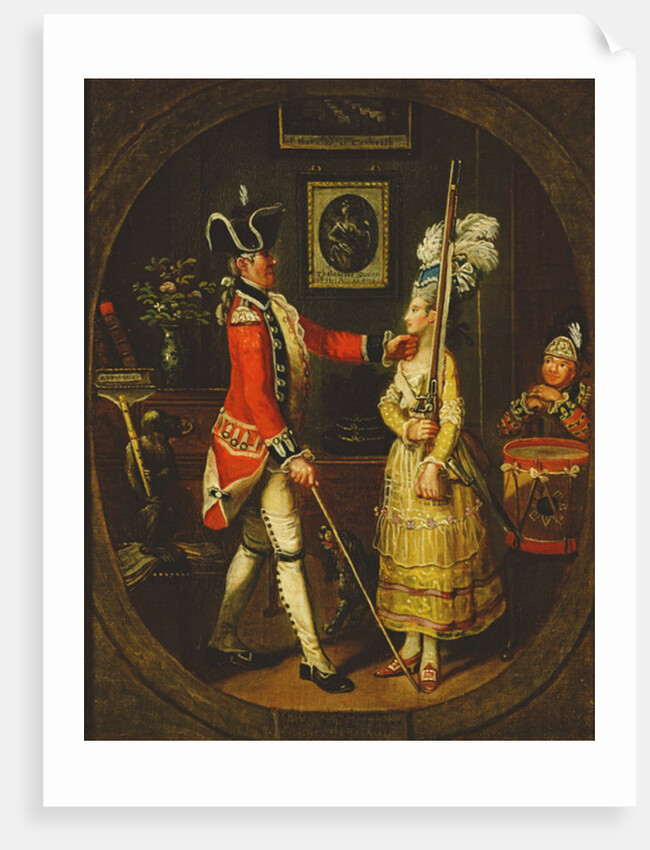 Corporal Cartouch teaching Miss Camp-Love her Manual Exercise, 1778 by John Collet