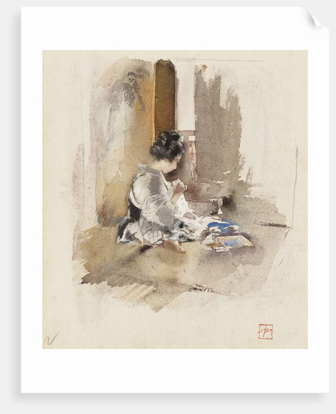 Japanese Girl Sewing, 1890 by Robert Frederick Blum