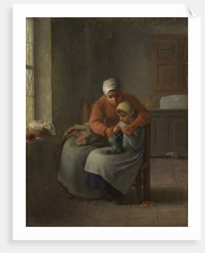 The Knitting Lesson, c.1860 by Jean-Francois Millet