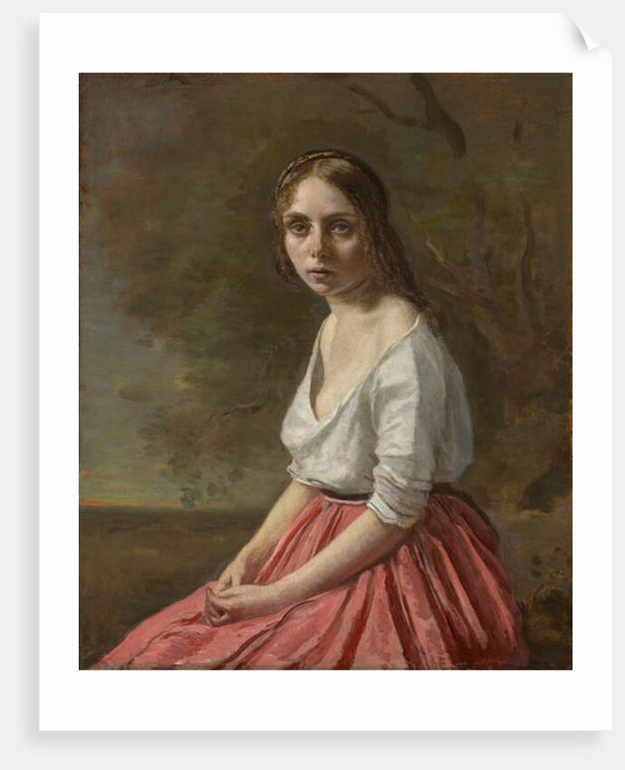 Young Woman in a Pink Skirt, c.1845-50 by Jean Baptiste Camille Corot