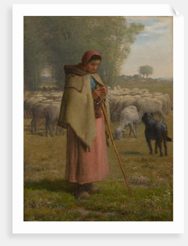 Young Girl Guarding her Sheep, c.1860-62 by Jean-Francois Millet
