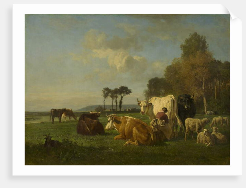 Cattle and Sheep in a Landscape, c.1855 by Constant-Emile Troyon