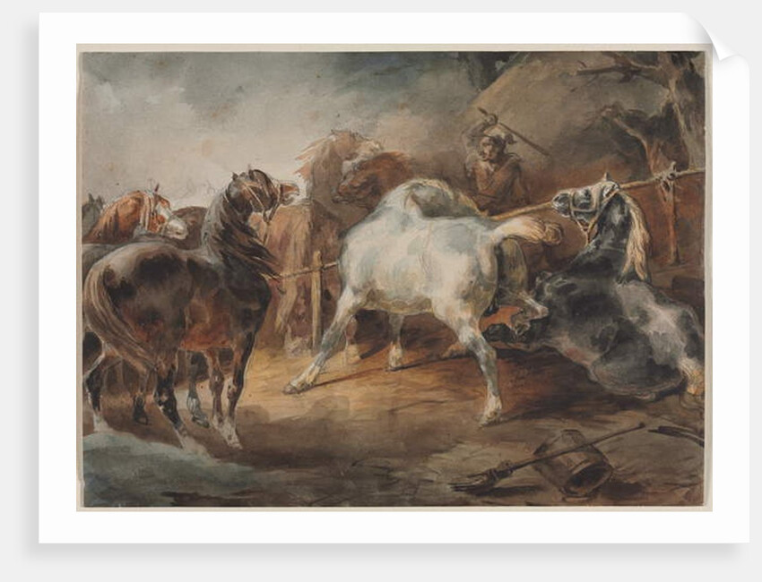 Fighting Horses, c.1820 by Theodore Gericault