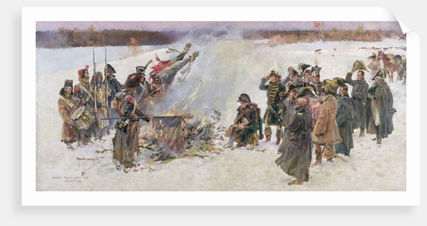 Burning of Standards in 1812, 1896, fragment of 'The Berezina Panorama', 1896 by Wojciech Kossak