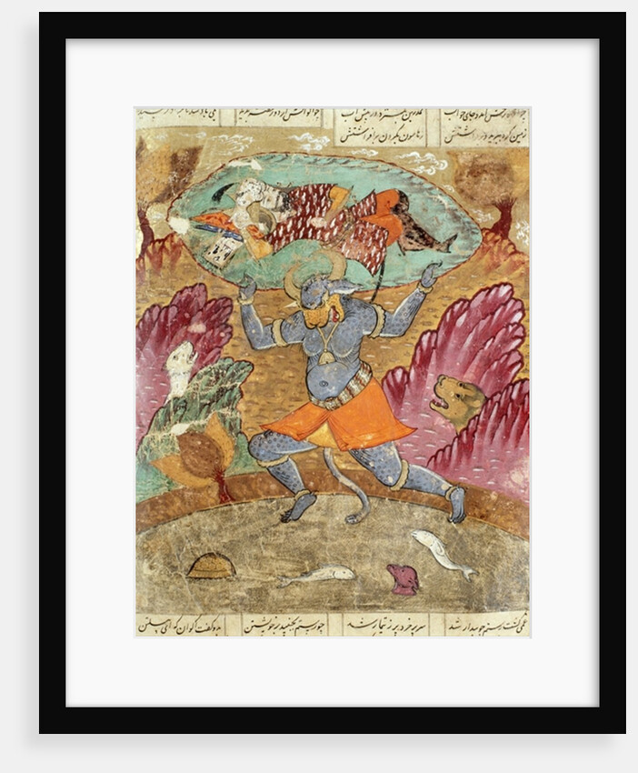 Rostam carried by Akwan-Diwa by Persian School