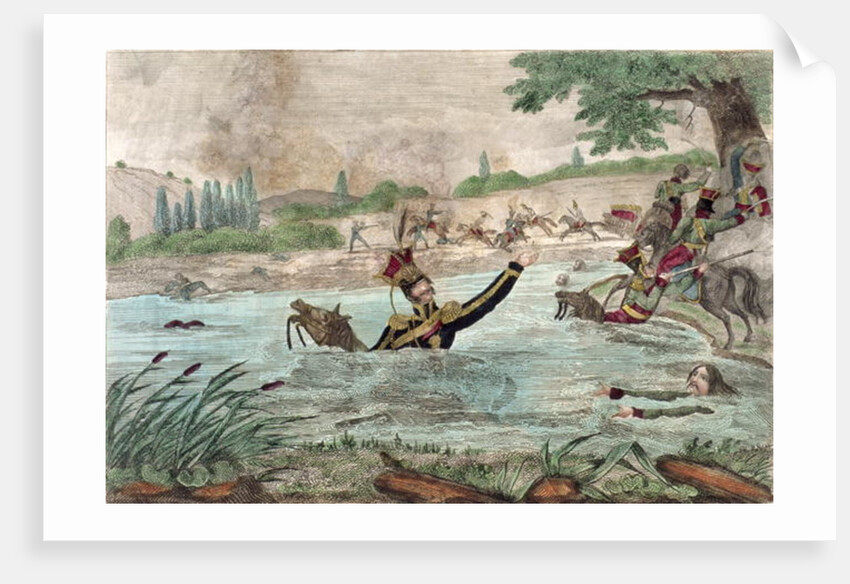 Death of Prince Joseph Poniatowski in the Elstera River, 1813 by French School