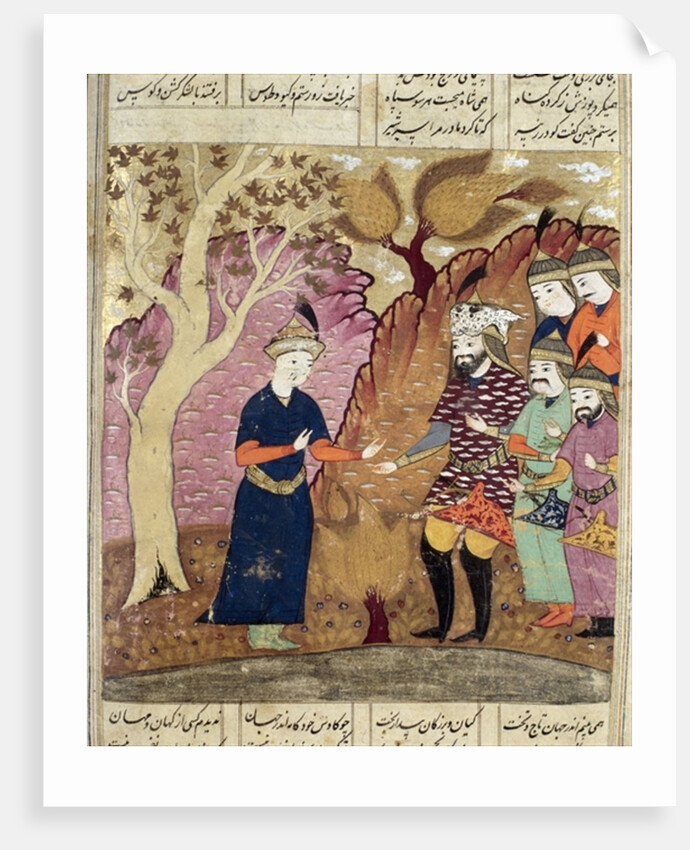 Knights finding the fallen Kawus by Persian School