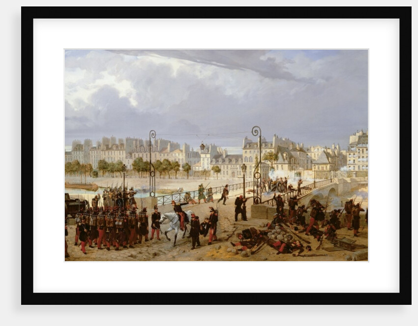An Attack on a Barricade on the Pont de l'Archeveche, 1849 by Philippe Marie Chaperon