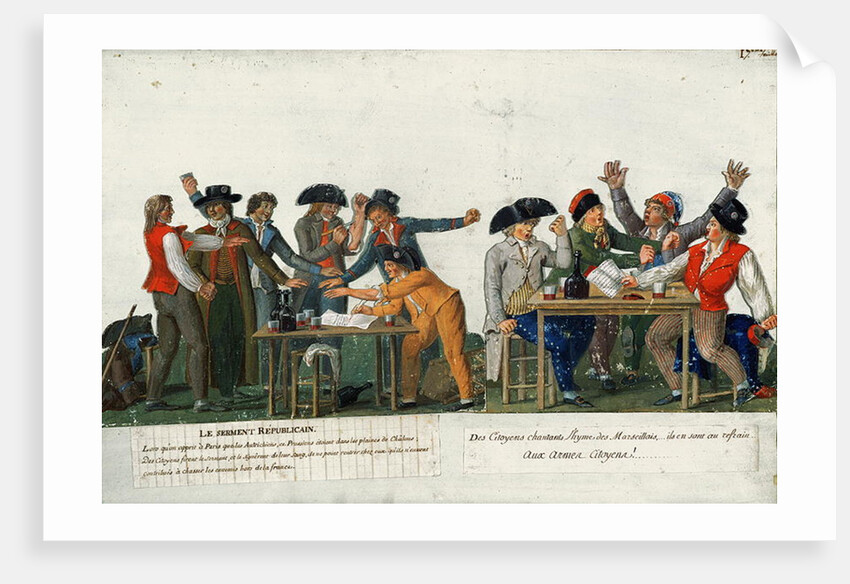 The Republican Oath being signed in blood and singing 'The Marseillaise', c.1792 by Lesueur Brothers