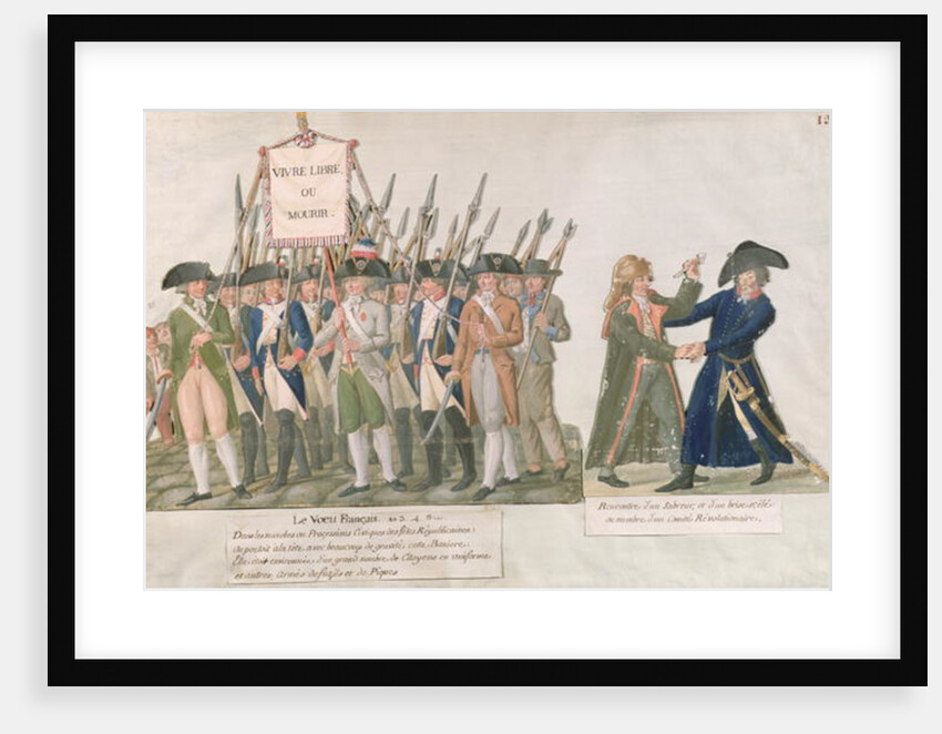 The French Vow 'Long Live Freedom or Die'; the Meeting of a Swordsman and a Member of the Revolutionary Committee, c.1789-92 by Lesueur Brothers