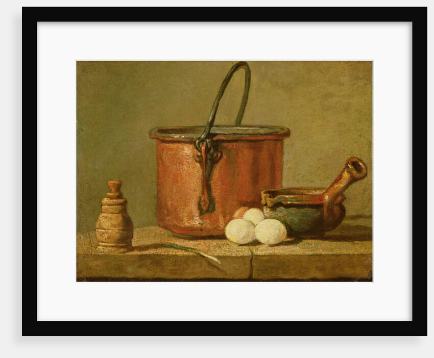 Still Life of Cooking Utensils, Cauldron, Frying Pan and Eggs by Jean-Baptiste Simeon Chardin