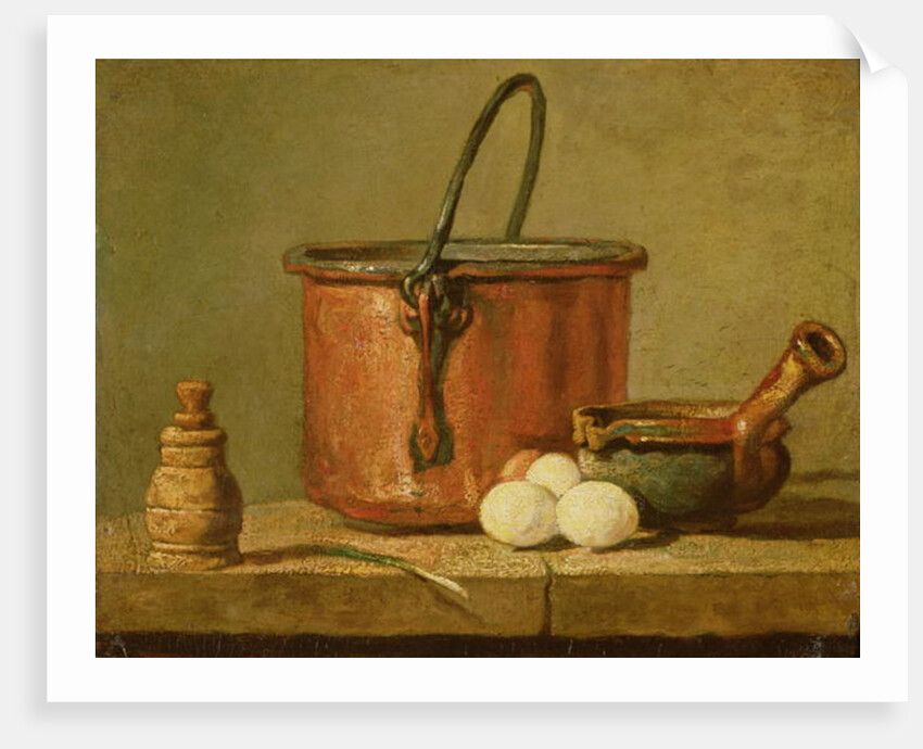Still Life of Cooking Utensils, Cauldron, Frying Pan and Eggs by Jean-Baptiste Simeon Chardin