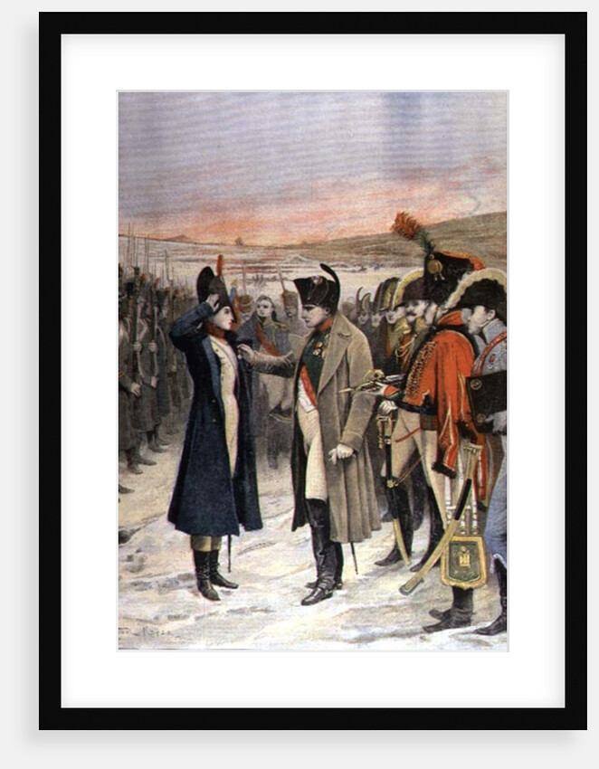 Napoleon Bonaparte presenting the female officer, Marie Schellinck with a medal on the battlefield by Lionel Noel Royer