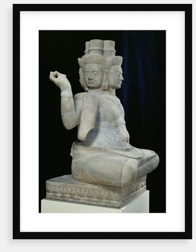 Sculpture of Brahma with four faces, from Batambang, Cambodia, Koh Ker style, mid 10th century by Cambodian School