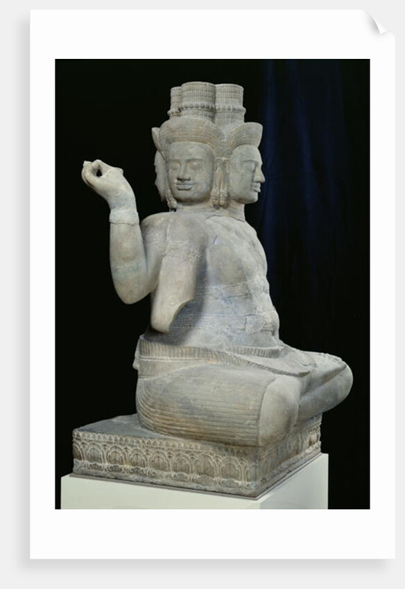 Sculpture of Brahma with four faces, from Batambang, Cambodia, Koh Ker style, mid 10th century by Cambodian School