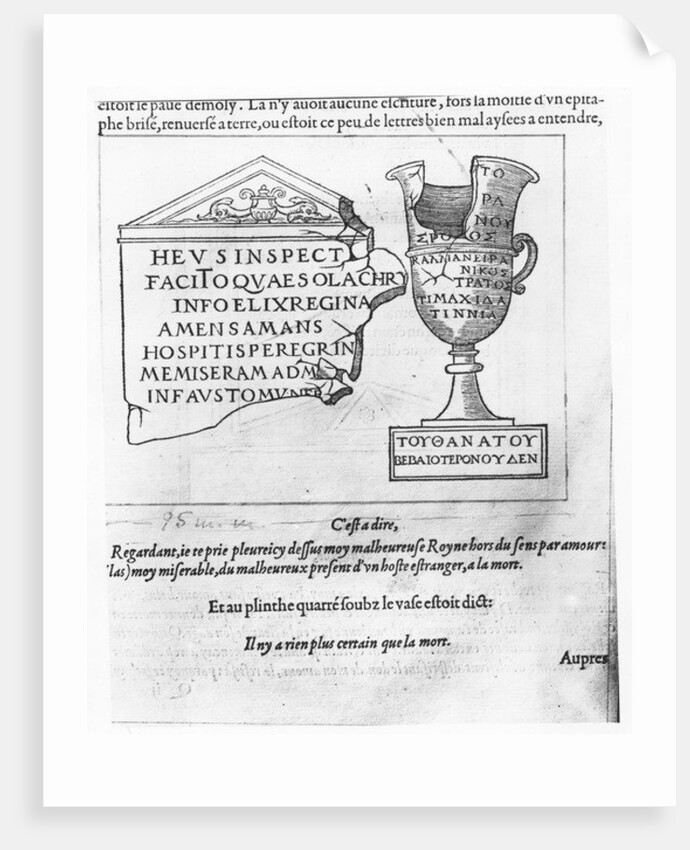 Illustration from 'Discours du Songe de Poliphile', by Francesco Colonna, 1554 by French School