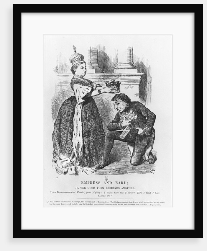Disraeli given a peerage by Queen Victoria in 1876 by John Tenniel