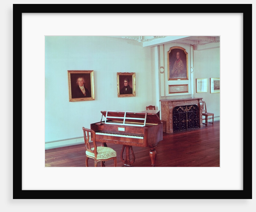 View of a room with a grand piano belonging to Ludwig van Beethoven by German School