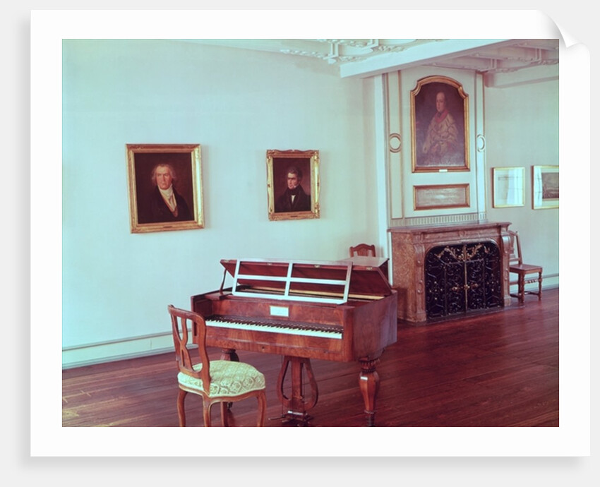 View of a room with a grand piano belonging to Ludwig van Beethoven by German School
