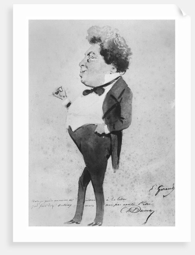 Caricature of Alexandre Dumas, Fils by Eugene Giraud