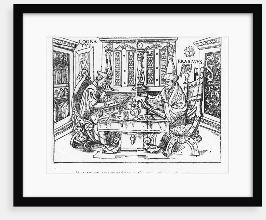 Erasmus and his secretary Gilbert Cousin by French School