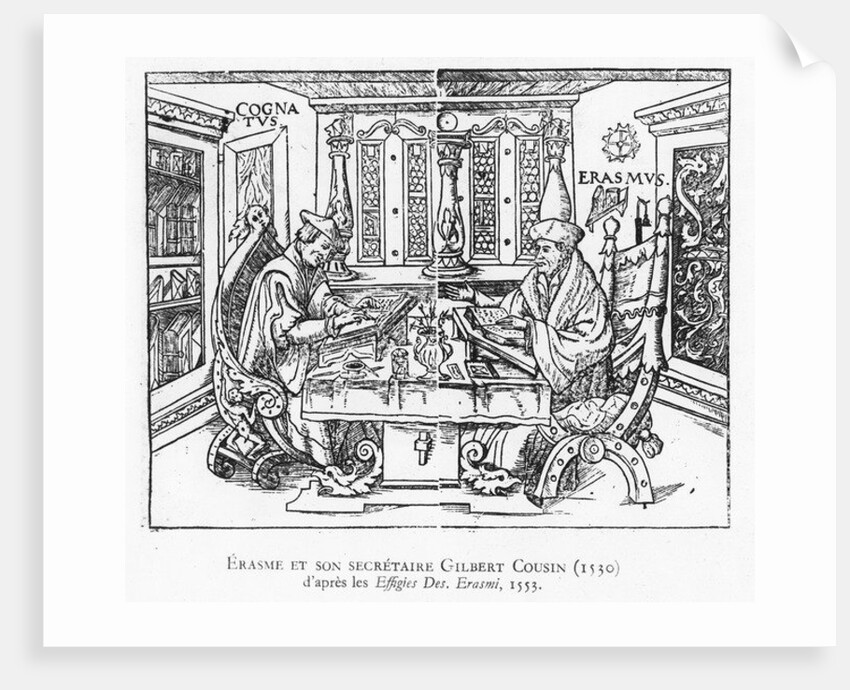 Erasmus and his secretary Gilbert Cousin by French School