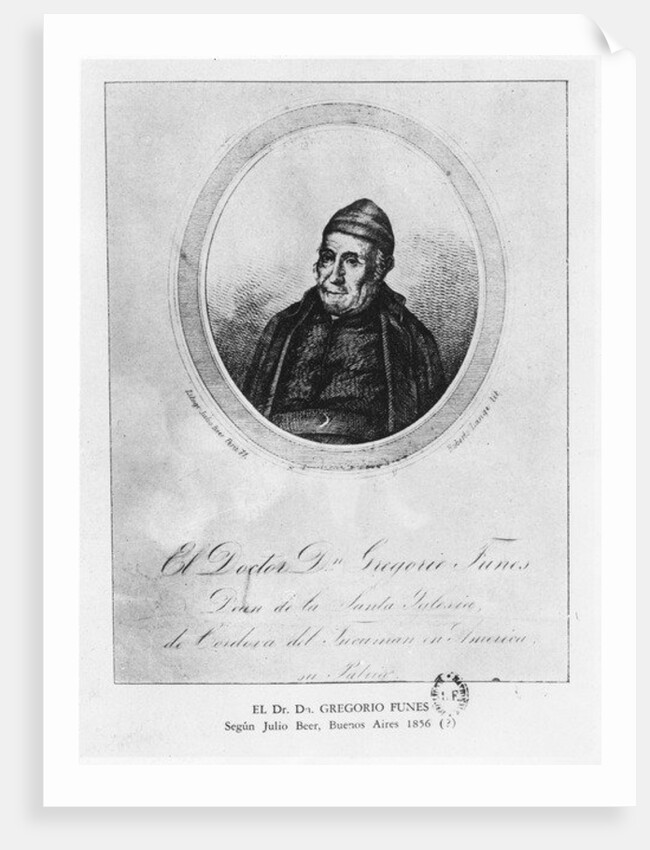Gregorio Funes, 1856 by Julio Beer