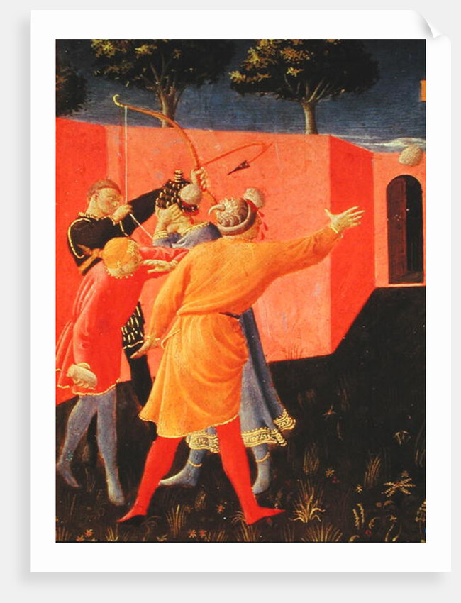 The Crucifixion and Stoning of SS. Cosmas and Damian, detail of their tormentors, predella from the Annalena Altarpiece, 1434 by Fra Angelico