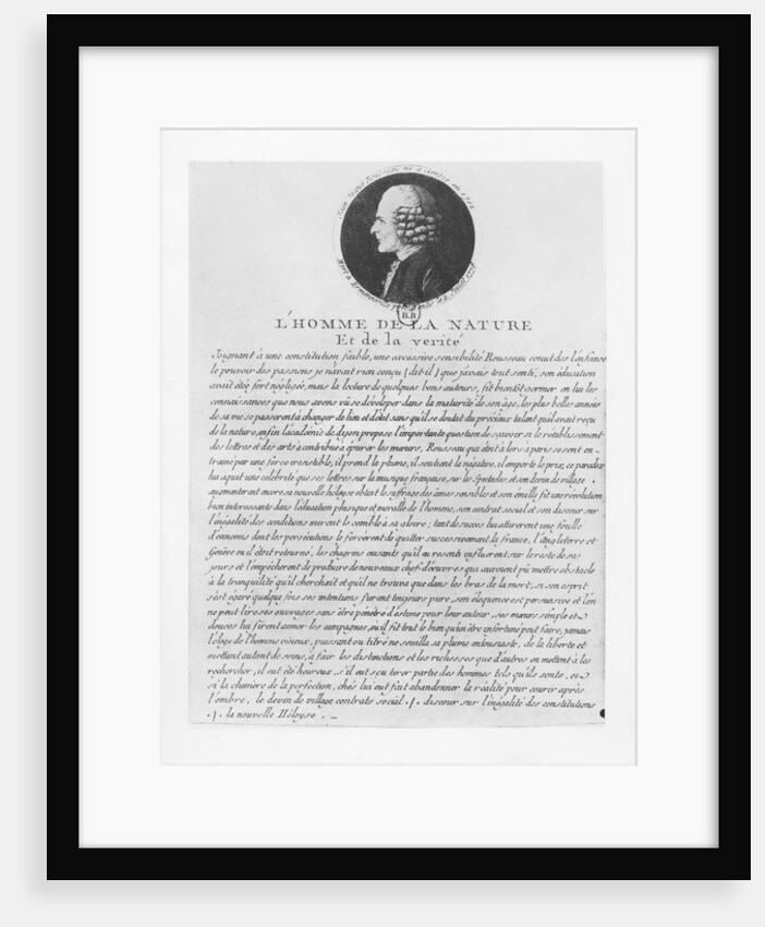 L'Homme de la Nature et de la Verité, Jean-Jacques Rousseau by French School