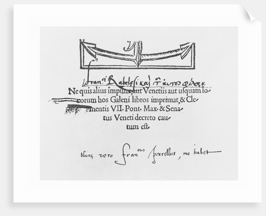 Signature of François Rabelais by French School