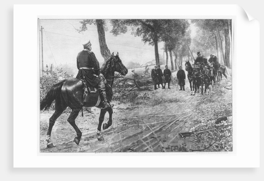 Otto von Bismarck and Napoleon III meeting at the Chaussee Von Donchery on the 2nd September 1870 by German School