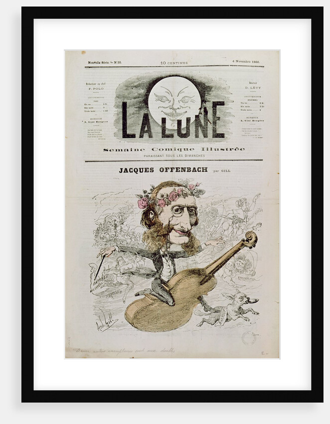 Front cover of 'La Lune', with a caricature of Jacques Offenbach 4th November 1866 by Andre Gill