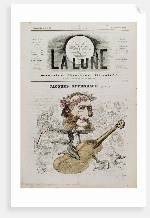 Front cover of 'La Lune', with a caricature of Jacques Offenbach 4th November 1866 by Andre Gill