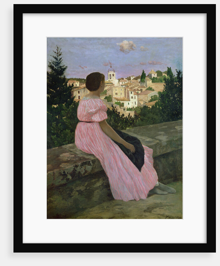 The Pink Dress, or View of Castelnau-le-Lez, Herault, 1864 by Jean Frederic Bazille