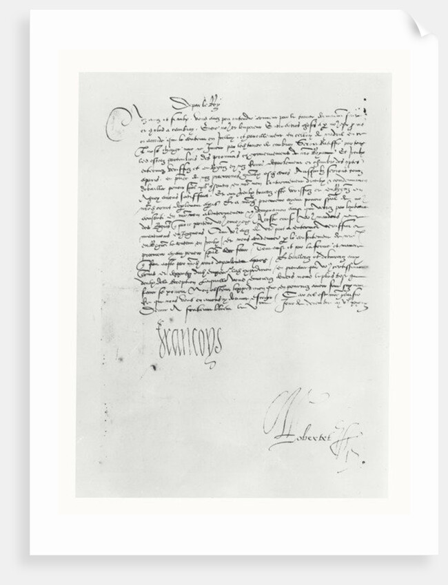 Letter from Francis I of France to the Parlement of Bordeaux, 1529 by French School