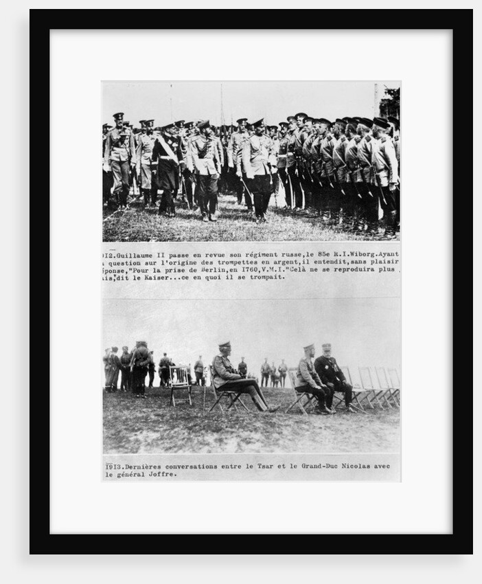 Final conversations between the Tsar and Grand Duke Nicholas II, and General Joffre, 1913 by French Photographer