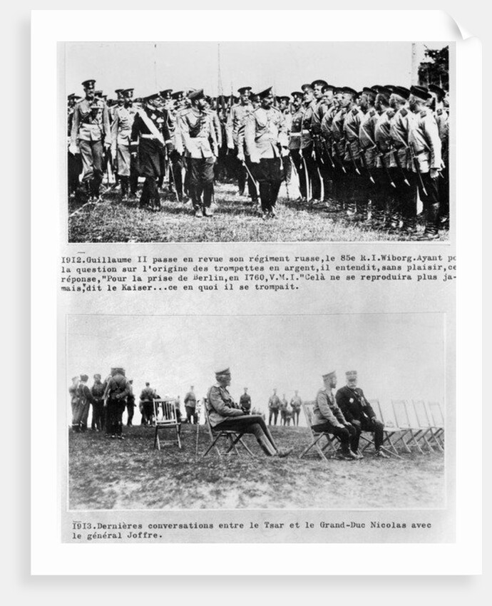 Final conversations between the Tsar and Grand Duke Nicholas II, and General Joffre, 1913 by French Photographer