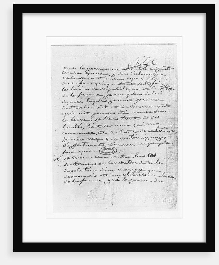 Letter from Empress Josephine giving her consent to the annulment of her marriage to Napoleon, 1809 by French School