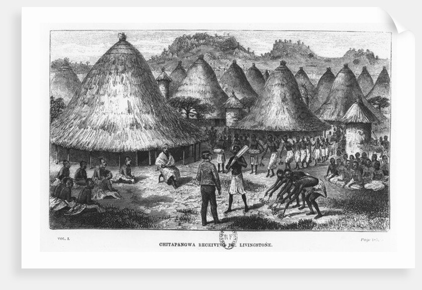 David Livingstone welcomed in a village in the Great Lakes region of Central Africa, 1874 by French School