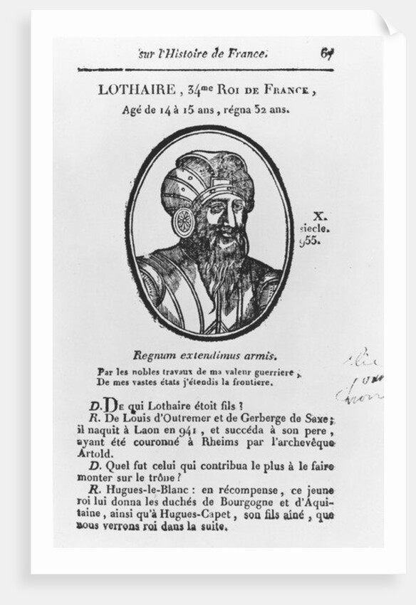Lothair, Carolingian King of France by French School