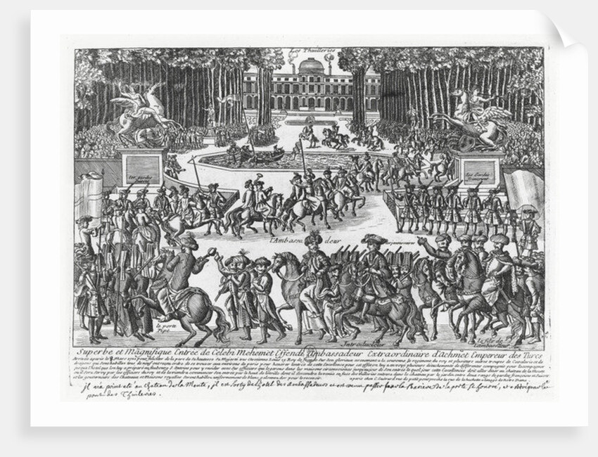 The arrival of Mehmed Celebi Efendi, ambassador of Sultan Ahmed III of Turkey, at the Tuileries to be received by Louis XV in 1721 by French School