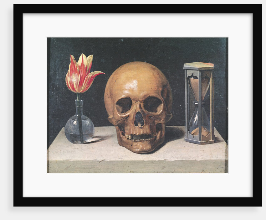Vanitas Still Life with a Tulip, Skull and Hour-Glass by Philippe de Champaigne