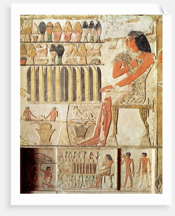 The deceased in front of a table of food, Egyptian, Old Kingdom by Egyptian 5th Dynasty