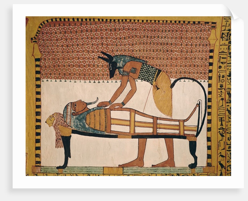 Anubis attends Sennedjem's Mummy by Egyptian 19th Dynasty